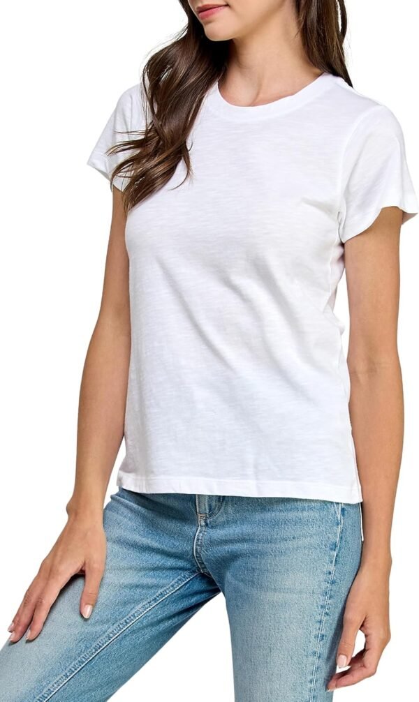 Women's GOTS Certified 100% Organic Cotton Slub Crewneck T Shirt Short Sleeve Tee Tops - Image 4