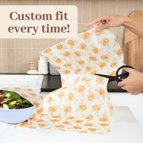 XXL Reusable Beeswax Wrap Roll 14 x 55 in | Cut to Size Beeswax Wraps for Food | Fold into Beeswax Bread Bags For Homemade Bread | Cute Beeswax Reusable Food Wraps | Gift a Reusable Beeswax Food Wrap - Image 4