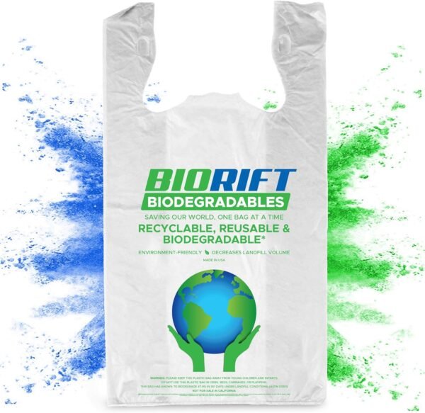 T Shirt Grocery Bags Bulk - 100% Biodegradable & Eco Friendly – Reusable Supermarket Small Trash Bags - Extra Strong Thank You Plastic Shopping Handles - Recyclable For Dog & Cat Poop (1000 Count)