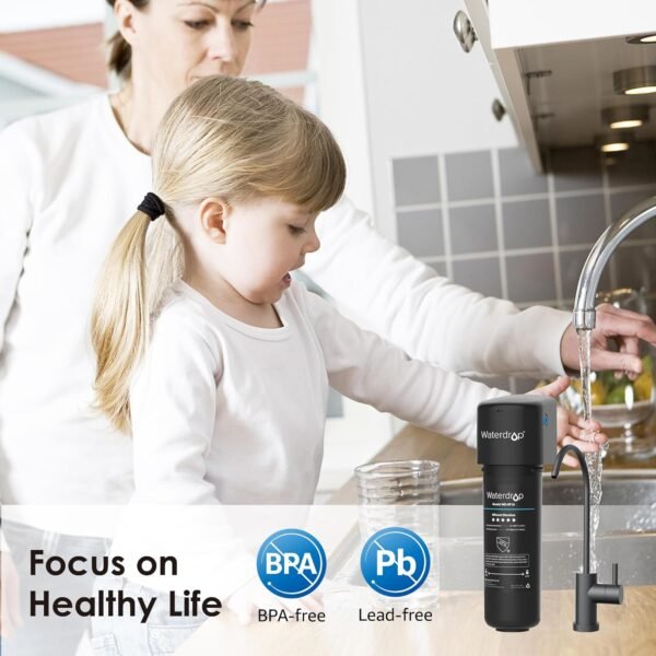 Waterdrop 10UB-B Under Sink Water Filter, Reduces PFAS, PFOA/PFOS, Lead, Chlorine, Bad Taste, NSF/ANSI 42 Certified, 8K Gallons, Easy Installation, Black Faucet - Image 9