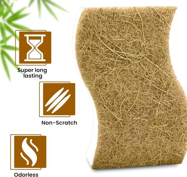12PCS Natural Kitchen Sponges - Biodegradable Non-Scratch Cellulose and Coconut Fiber Sponge - Pack of 12 Compostable Sustainable and Durable Sponges for All Surfaces - EcoFriendly Sponge for Dishes - Image 4