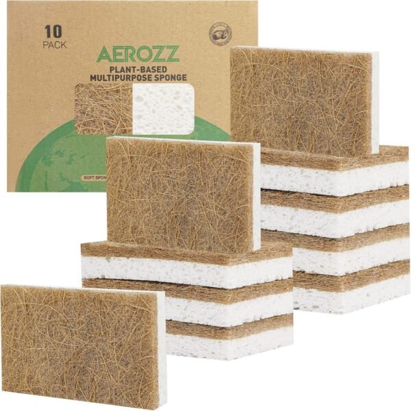 10 Pack Biodegradable Sponges - Sponges Kitchen Natural Sponges for Dishes Natural Sponge Dish Sponge - Eco Friendly Sponges Natural Kitchen Sponge