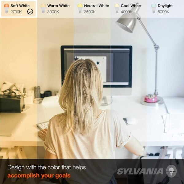 SYLVANIA LED A19 Light Bulb, 60W Equivalent, Efficient 8.5W, 10 Year, 2700K, 800 Lumens, Frosted, Soft White - 24 Pack (74765), Packaging may vary. - Image 5