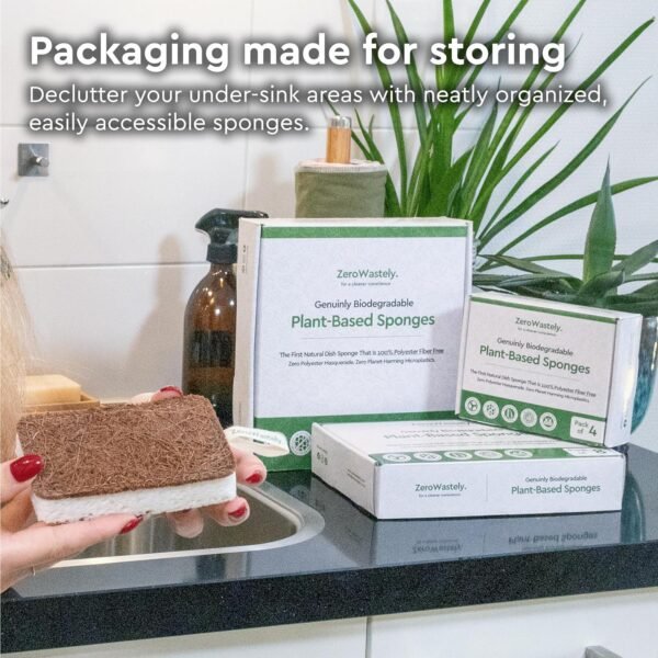 Natural Sponges for Dishes - More Durable and Genuinly Eco Friendly Sponges - 100% Coconut Sponge - Zero Polyester Odor Free Biodegradable Kitchen Sponges - Stiched Compostable Sponges by ZeroWastely - Image 8