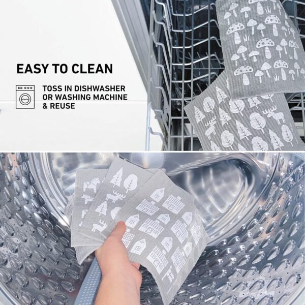 Swedish Dishcloths,10 Grey Cloths, Made in Sweden - Reusable, Washable Cellulose Cotton Kitchen Cloths - Replace Paper Towels, Wipes, Sponges, Dish Rags - Image 4