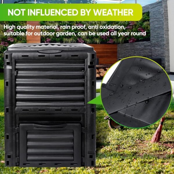 F2C Garden Compost Bin from BPA Free Material -80 Gallon(300 L) Large Compost Bin Aerating Outdoor Compost Box Easy Assembling, Lightweight, Fast Creation of Fertile Soil, Black - Image 6