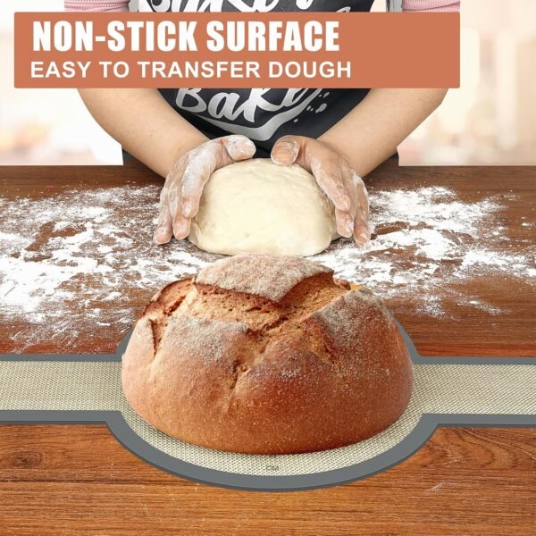 2 Pack Silicone Bread Sling, Non-Stick & Easy Clean Dutch Oven Baking Mat with Longer Handles, Silicone Baking Sling to Transfer SourDough Easily, Reusable Bread Mat Set with Storage Bracelets - Image 5