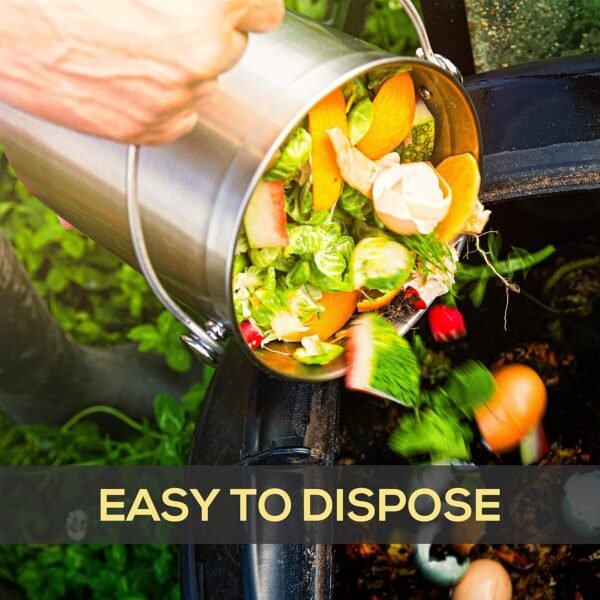 Utopia Kitchen Compost Bin for Kitchen Countertop - 1.3 Gallon Compost Bucket for Kitchen with Lid - includes 1 Spare Charcoal Filter (Silver) - Image 5