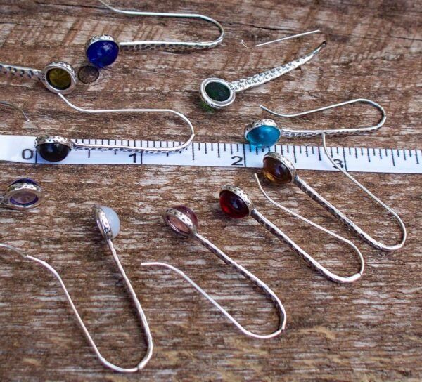 Recycled Vintage Clear Dairy Bottle Glass and Sterling Silver Radiance Earrings - Image 2
