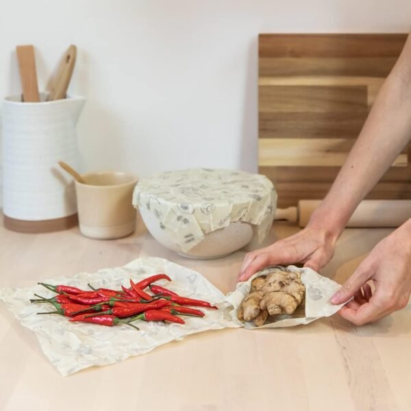 The Original Beeswax Food Storage Wrap - Set of Three 10" Natural Square Sheets - Image 3