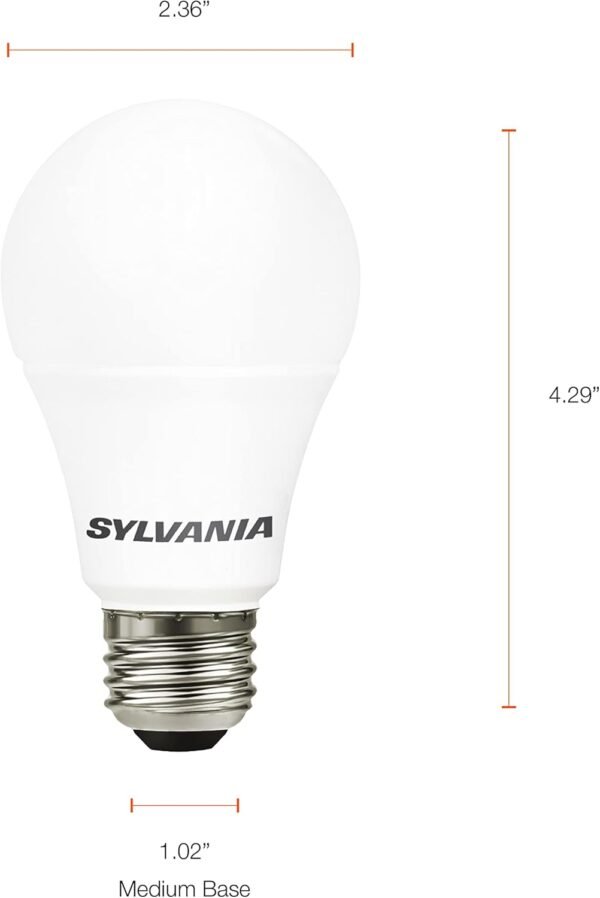SYLVANIA LED Light Bulb, 100W Equivalent A19, Efficient 14W, Frosted Finish, 1500 Lumens, Bright White - 4 Pack (78102) - Image 6