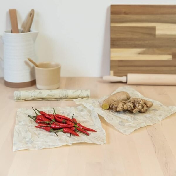 The Original Beeswax Food Storage Wrap - Set of Three 10" Natural Square Sheets - Image 2