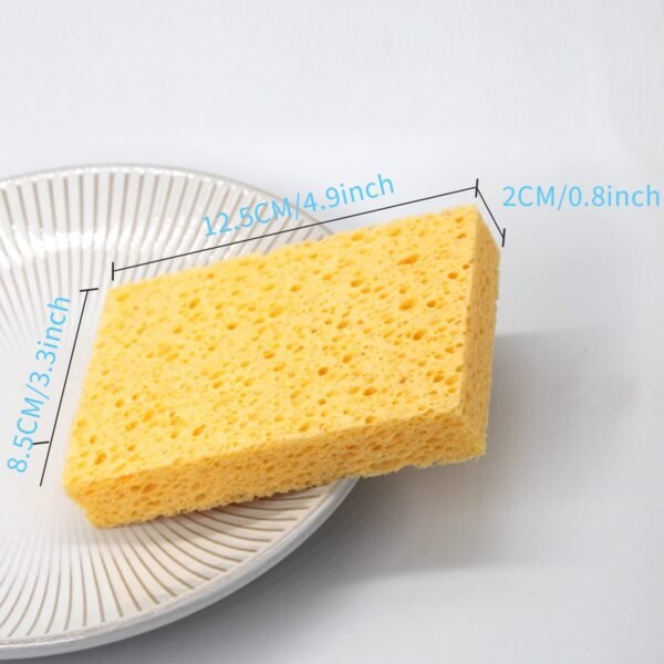 10 Pack Washing up Sponge Kitchen - Biodegradable Natural Cellulose Sponges, Non Scratch Pop up Sponges for Dish Countertops Sinks Floors & Showers Tile Sinks Glass Cleaning (Yellow, No Fade) - Image 2