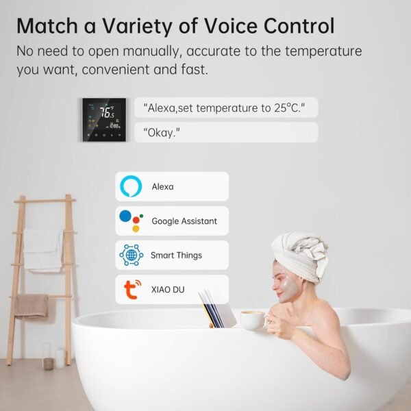 Thermostat for Home, WiFi Smart Thermostat, Programmable Voice Control Thermostat, Intelligent Digital Display with Alexa and Google,Energy Saving, Assistant for Boiler Equipment Heat System - Image 4