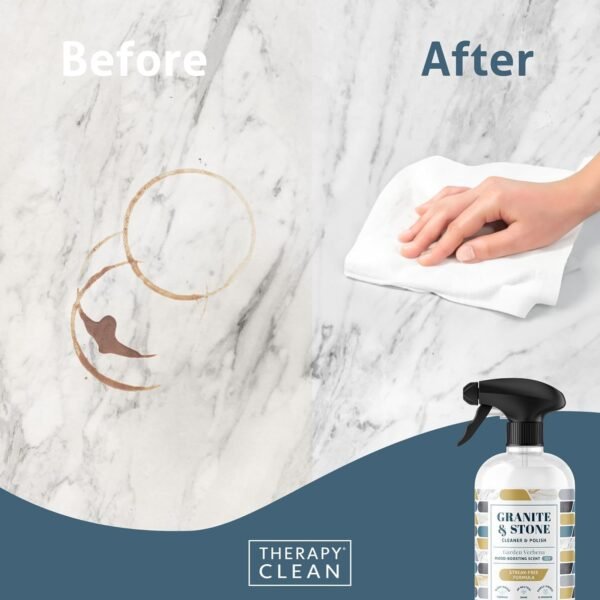 Therapy Granite Countertop Cleaner & Polish (2 Pack - With Microfiber) - pH Neutral Granite Cleaner for Marble, Soapstone, Quartz Cleaner, Stone Cleaner, Quartzite, Slate, Limestone, Corian, Laminate - Image 6
