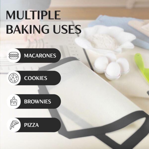 2 Pack Extra Large Silicone Baking Mat (19'x27') with Measurement Indicators, Non-Slip Surface, and Pastry Mat Sheet for Dough Rolling - Perfect for Creating Cookies, Macarons, and Bread - Image 2