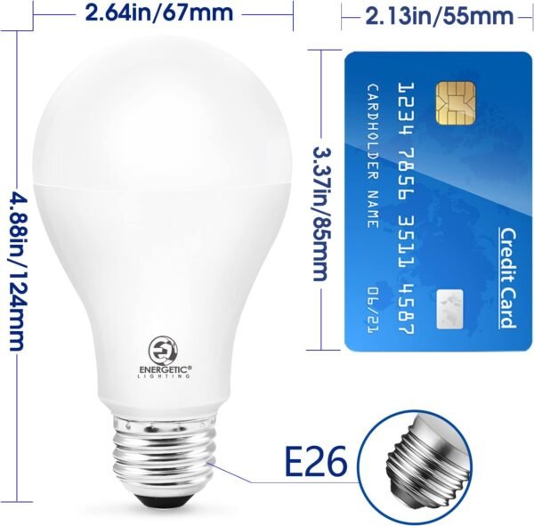 150 Watt LED Bulb, 2600LM Super Bright Light Bulbs, Daylight 5000K, Dimmable A21 LED Bulb, E26 Standard Base, UL Listed, Damp Rated, 2 Pack - Image 2