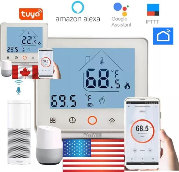 Wi-Fi Smart Thermostat for Electric Baseboard Heaters, 120-240V Systems, Proprietary Wall Plate, LCD Fahrenheit Display, Compatible with Alexa, Google Home, Smart Life and Tuya App - Image 3
