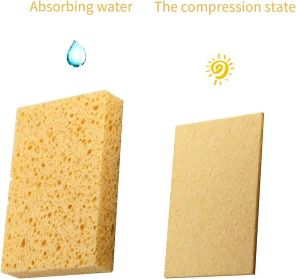 10 Pack Washing up Sponge Kitchen - Biodegradable Natural Cellulose Sponges, Non Scratch Pop up Sponges for Dish Countertops Sinks Floors & Showers Tile Sinks Glass Cleaning (Yellow, No Fade) - Image 7