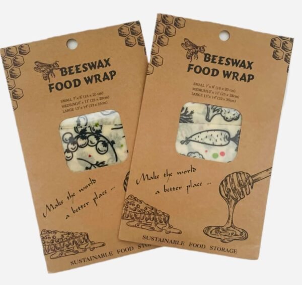 Washable Beeswax Food Wraps, 3 Sizes: Small 7 x 8 in, Medium 10 x 11 in, Large 13 x 14 in (VEGGIES) - Image 2