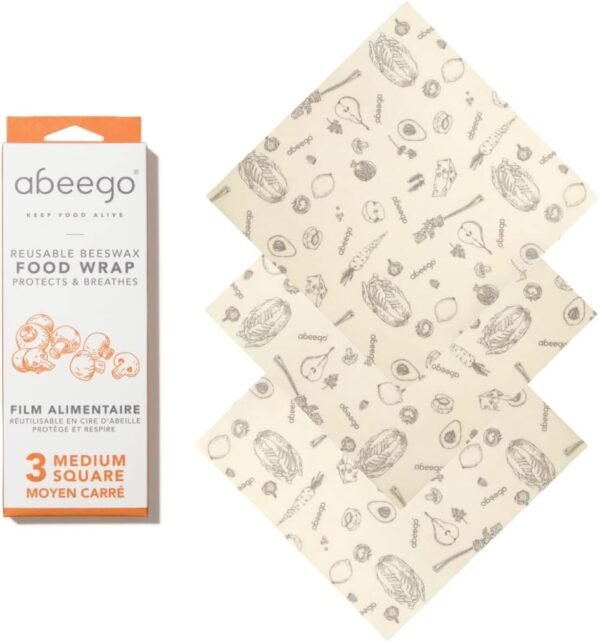 The Original Beeswax Food Storage Wrap - Set of Three 10" Natural Square Sheets