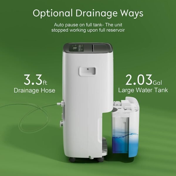 Waykar 150 Pints 7,000 Sq. Ft ENERGY STAR Most Efficient Dehumidifier with Drain Hose for Commercial and Industrial Large Rooms, Home, Warehouses, Storages, Basements and Bedroom（JD026CE-150） - Image 6