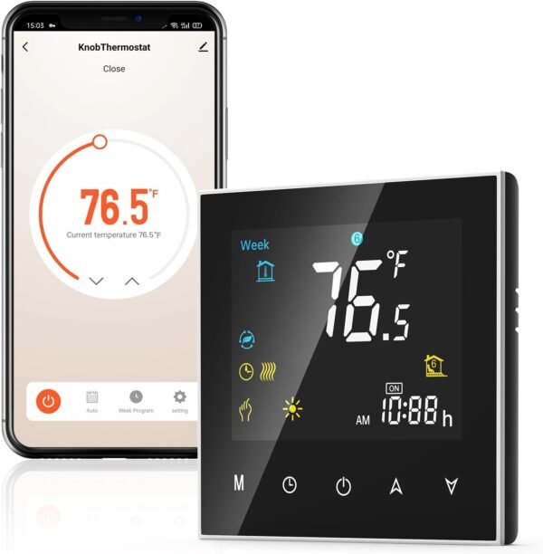 Thermostat for Home, WiFi Smart Thermostat, Programmable Voice Control Thermostat, Intelligent Digital Display with Alexa and Google,Energy Saving, Assistant for Boiler Equipment Heat System