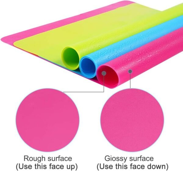 3 Pack Silicone mat Large Silicone Sheets for Crafts, Liquid, Resin Jewelry Casting Molds Mat, Silicone Placemat 15.7” x 11.8” (Blue & Rose Red & Green) - Image 2