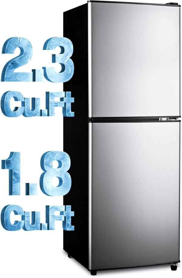 4.1 Cu.Ft Mini Fridge with Bottom Freezer, 2 Door Small Refrigerator with Freezer, Small Fridge with 7 Adjustable Temperature Settings, Compact Refrigerator for Bedroom, Dorm, Office, Apartment