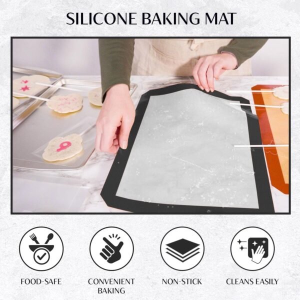 2 Pack Extra Large Silicone Baking Mat (19'x27') with Measurement Indicators, Non-Slip Surface, and Pastry Mat Sheet for Dough Rolling - Perfect for Creating Cookies, Macarons, and Bread - Image 4