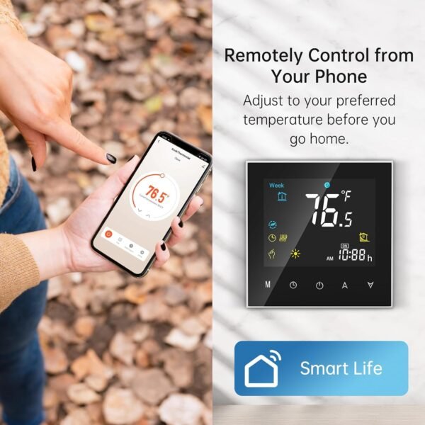 Thermostat for Home, WiFi Smart Thermostat, Programmable Voice Control Thermostat, Intelligent Digital Display with Alexa and Google,Energy Saving, Assistant for Boiler Equipment Heat System - Image 3