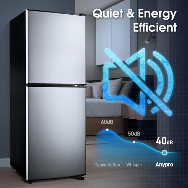 4.1 Cu.Ft Mini Fridge with Bottom Freezer, 2 Door Small Refrigerator with Freezer, Small Fridge with 7 Adjustable Temperature Settings, Compact Refrigerator for Bedroom, Dorm, Office, Apartment - Image 7