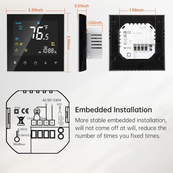 Thermostat for Home, WiFi Smart Thermostat, Programmable Voice Control Thermostat, Intelligent Digital Display with Alexa and Google,Energy Saving, Assistant for Boiler Equipment Heat System - Image 6