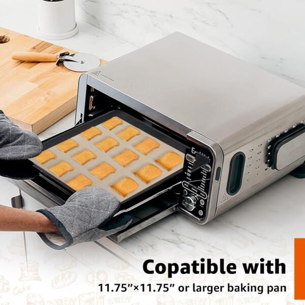 2Pcs Silicone Baking Mats for 12 Inch Cake Pan/12x12 Cheesecake Pan/Toaster Oven Air Fryer Liner, 11.75"Square Food Grade Silicone Mats for Baking, Non Slip Silicone Baking Sheet, Non Stick Reusable - Image 4
