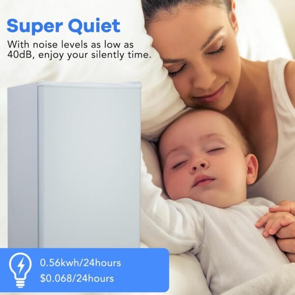 3.2 Cu.Ft. Single Door Compact Refrigerator Small Refrigerator with Freezer Adjustable Thermostat Energy-efficient Low Noise, Compact Fridge for Dorm, Office, Apartment (White) - Image 6