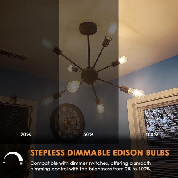 Vintage LED Edison Bulbs, ST58 Dimmable 4W E26 LED Bulb 40W Equivalent, 3000K Soft White Led Light Bulbs, Antique LED Filament Bulbs, CRI 80+, Flicker Free, No Glare, Clear Glass, Pack of 6 - Image 3