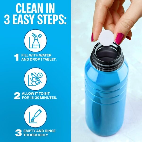 Water Bottle Cleaning Tablets - 36 Pack,Chlorine & Odor Free, Hydration Bladder and Water Bottle Cleaner Tablets, Removes Stubborn Stains & Odors - Image 4