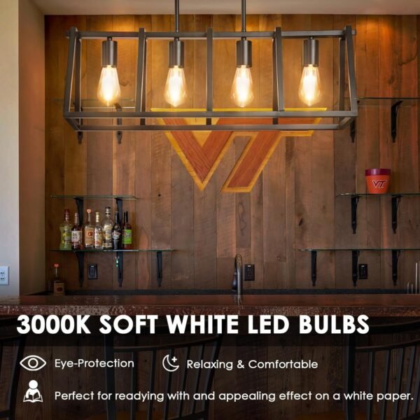Vintage LED Edison Bulbs, ST58 Dimmable 4W E26 LED Bulb 40W Equivalent, 3000K Soft White Led Light Bulbs, Antique LED Filament Bulbs, CRI 80+, Flicker Free, No Glare, Clear Glass, Pack of 6 - Image 4