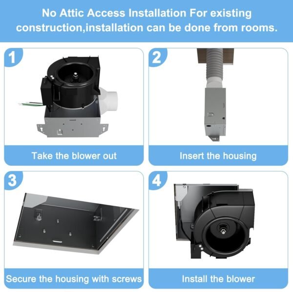 Tech Drive Very Quiet 50CFM 1.2Sone Bathroom Ventilation and Exhaust Fan,3inch duct, Ceiling or Wall Mounted Fan, Easy to Install - Image 3