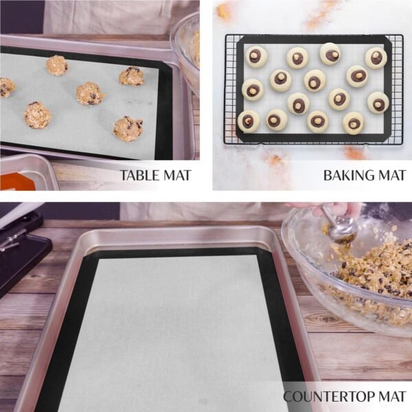 2 Pack Extra Large Silicone Baking Mat (19'x27') with Measurement Indicators, Non-Slip Surface, and Pastry Mat Sheet for Dough Rolling - Perfect for Creating Cookies, Macarons, and Bread - Image 5