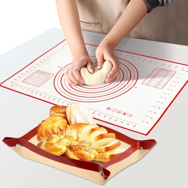 2 Pack Non-slip Pastry Mat Extra Large with Measurements 16"*24" for Silicone Baking/Counter Mat, Dough Rolling Mat,Oven Liner,Fondant/Pie Crust Mat By Folksy Super Kitchen