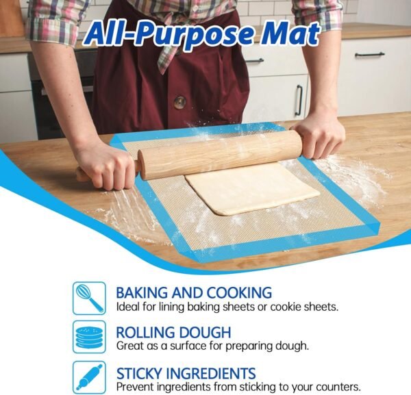 UBeesize 3 Pack Silicone Baking Mats, Non-Stick Oven Liners, Reusable Food Safe Cookie Sheets For Baking, Warp Resistant & Heavy Duty Bakeware Mat For Making Macaroon, Pizza, Cookie, Pastry, Bread - Image 7