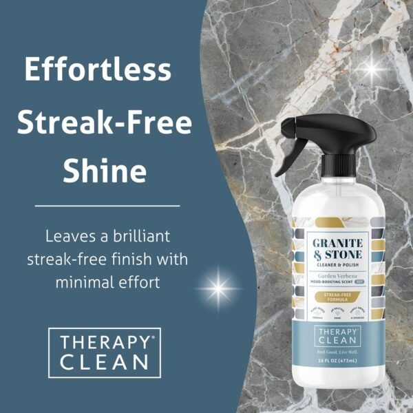 Therapy Granite Countertop Cleaner & Polish (2 Pack - With Microfiber) - pH Neutral Granite Cleaner for Marble, Soapstone, Quartz Cleaner, Stone Cleaner, Quartzite, Slate, Limestone, Corian, Laminate - Image 2