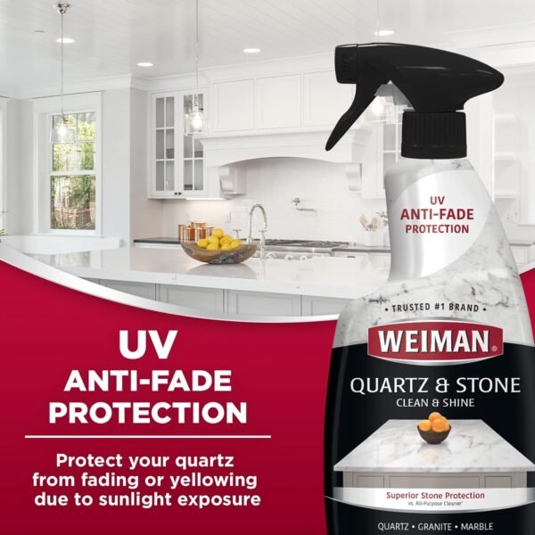 Weiman Quartz Countertop Cleaner and Polish - 24 Ounce (2 Pack w/MicroFiber Towel Included) - Clean and Shine Your Quartz Countertops Islands and Stone Surfaces with UV Protection - Image 3