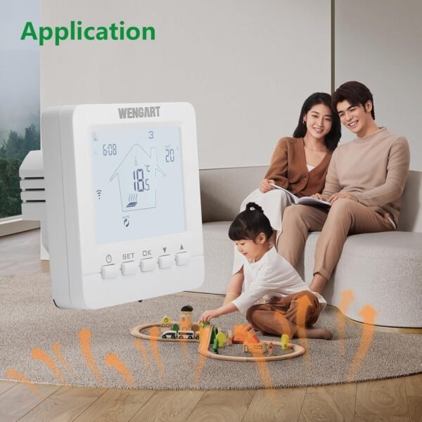 WiFi Smart Thermostat WG02B05,Heat Only 2.4GHz Wi-Fi APP TUYA for Electric Underfloor Heating with 3m Probe Sensor,Compatible with Alexa Echo/Google Home,AC90-240V Max16A White Backlight - Image 6