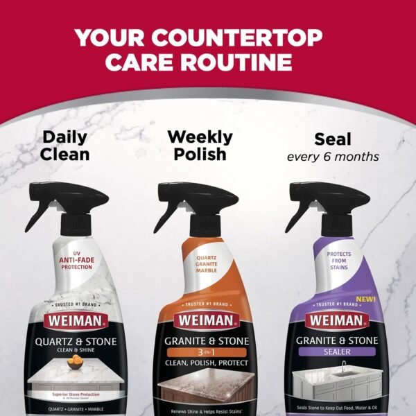 Weiman Quartz Countertop Cleaner and Polish - 24 Ounce (2 Pack w/MicroFiber Towel Included) - Clean and Shine Your Quartz Countertops Islands and Stone Surfaces with UV Protection - Image 6