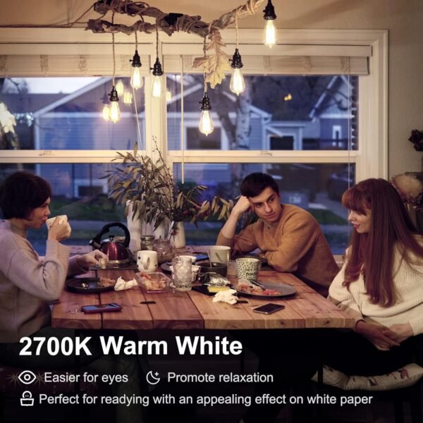 TJOY Edison Light Bulbs 60W Equivalent, Dimmable Vintage LED Light Bulbs, E26 Medium Base, Warm White 2700K, ST58, 8W, 800LM, 80+ CRI, Antique Decorative Filament LED Bulb, Clear Glass, 6 Pack - Image 5