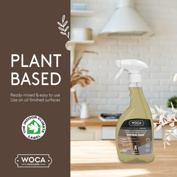 WOCA Denmark- Natural Soap Spray [750ml] - Cleaner And Protection Of Oil & Wax Finished Wood Countertops, Cutting Boards, Furniture, Cabinets, Trim and Floors (Natural) - Image 3