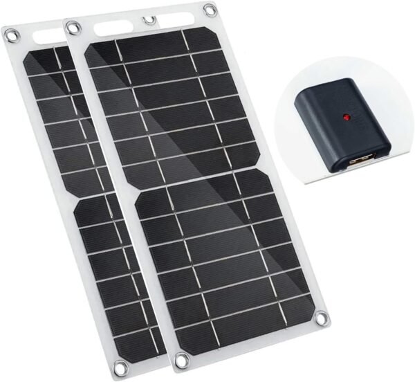 2PCS Mini 5V 6W USB Solar Panel, Portable 5 Volt 6 Watt High Efficiency Monocrystalline Solar Panel Battery Charger for Cellphone Power Bank Camera Fan Camping Lantern etc.