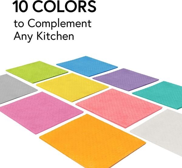 Swedish Dishcloth Cellulose Sponge Cloths – Bulk 10 Pack of Eco-Friendly No Odor Reusable Cleaning Cloths for Kitchen – Absorbent Dish Cloth Hand Towel (10 Dishcloths – Assorted) - Image 8